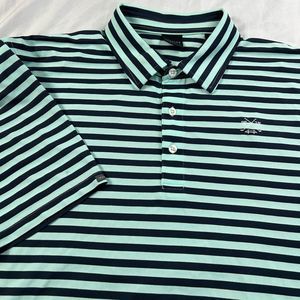 Dunning Golf Short Sleeve Polo Green Striped‎ Chest Embroidery Size XL